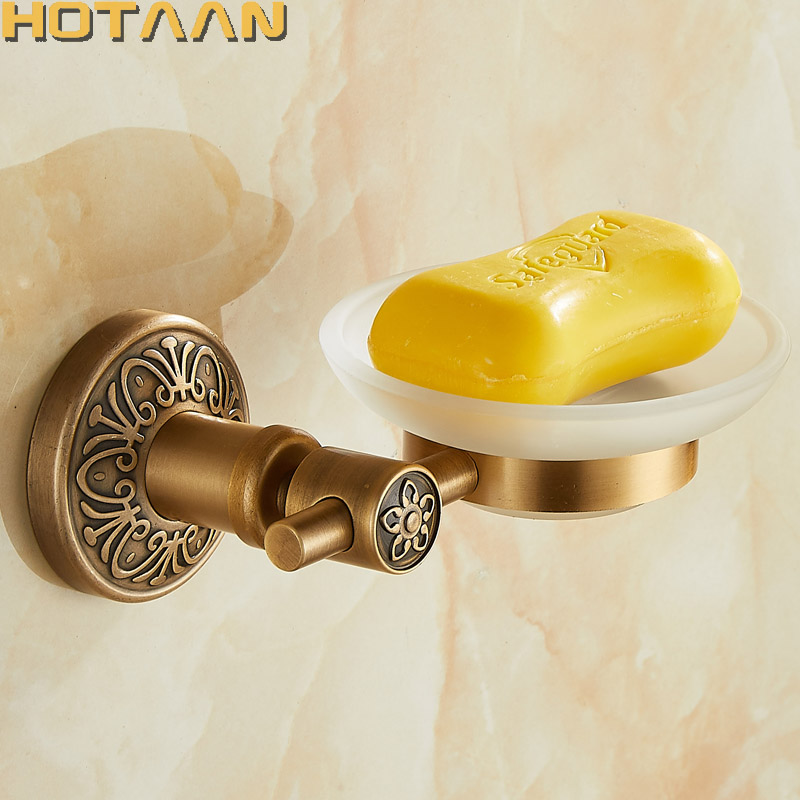 Glass Soap Dish - الصلبة الألومنيوم الحائط العتيقة النحاس اللون