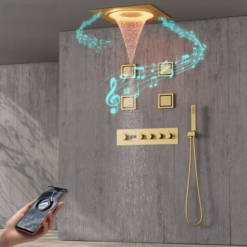 Home Bathroom - مجموعة دش ذكية بإضاءة LED مع