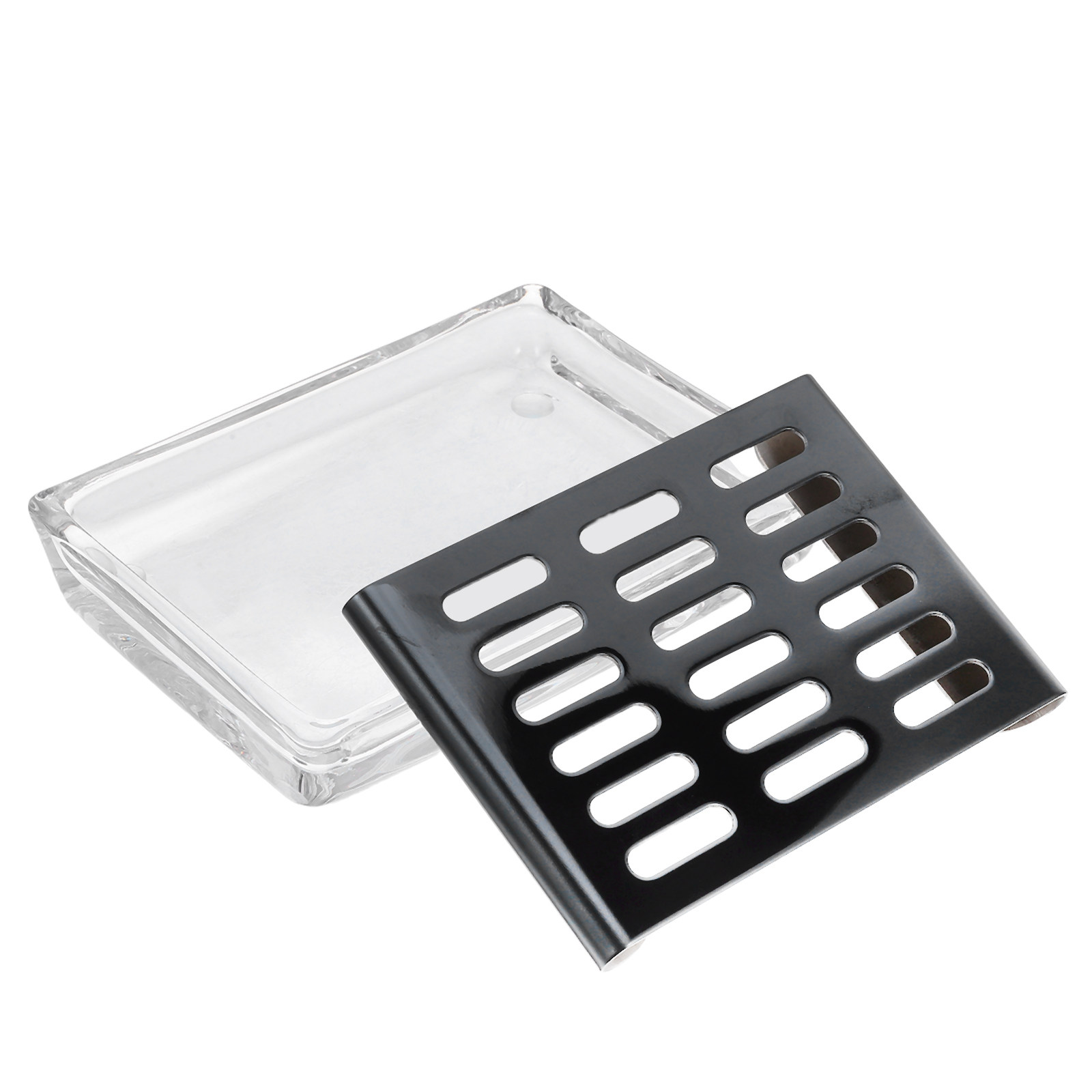 Glass Soap Dish - صحن صابون زجاجي شفاف مستطيل الشكل