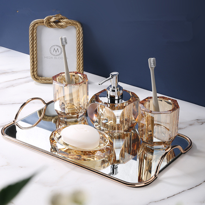 Glass Soap Dish - مجموعة الحمام كريستال زجاج موزع الصابون