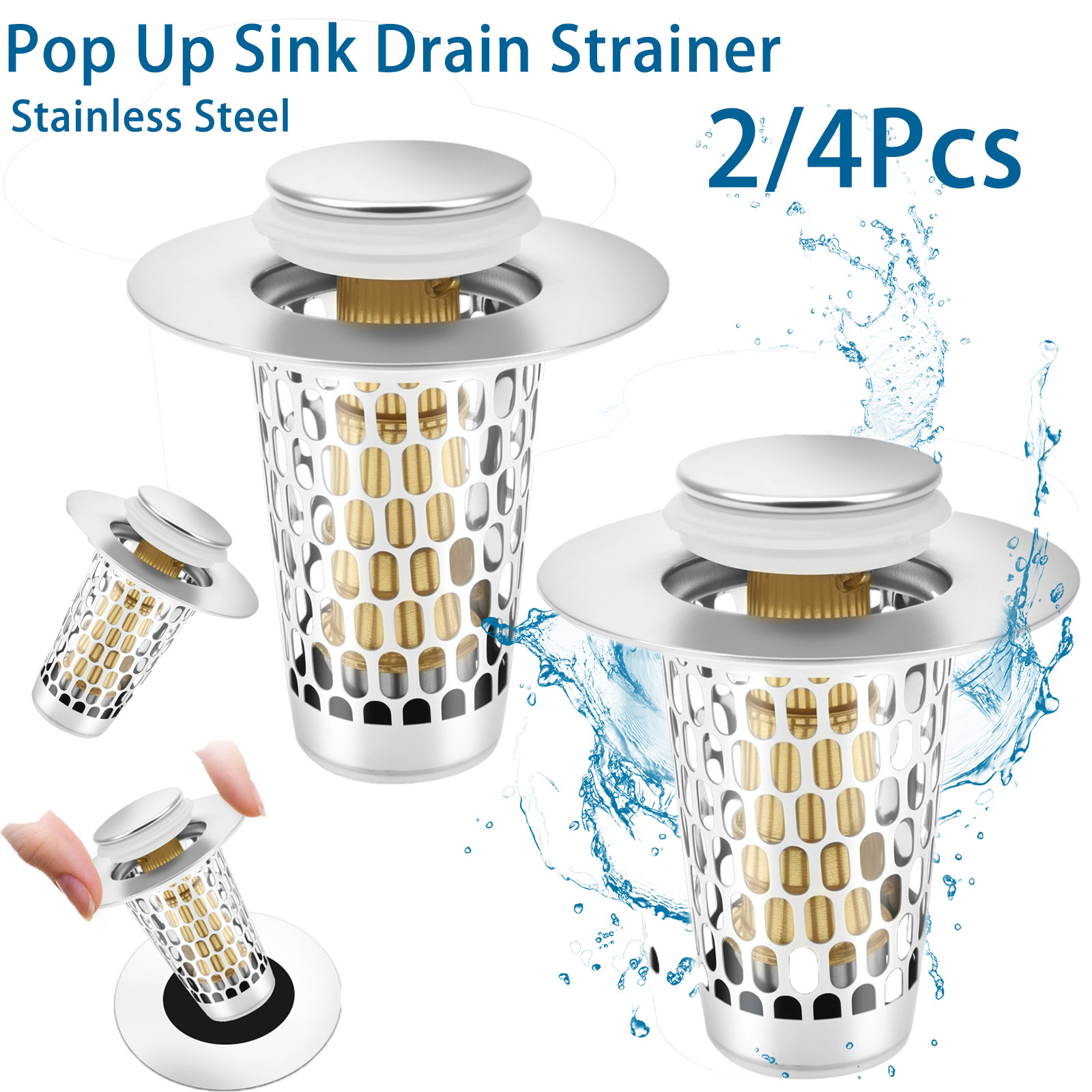 Drain Hair Catcher - 2/4 قطعة المنبثقة بالوعة استنزاف مصفاة