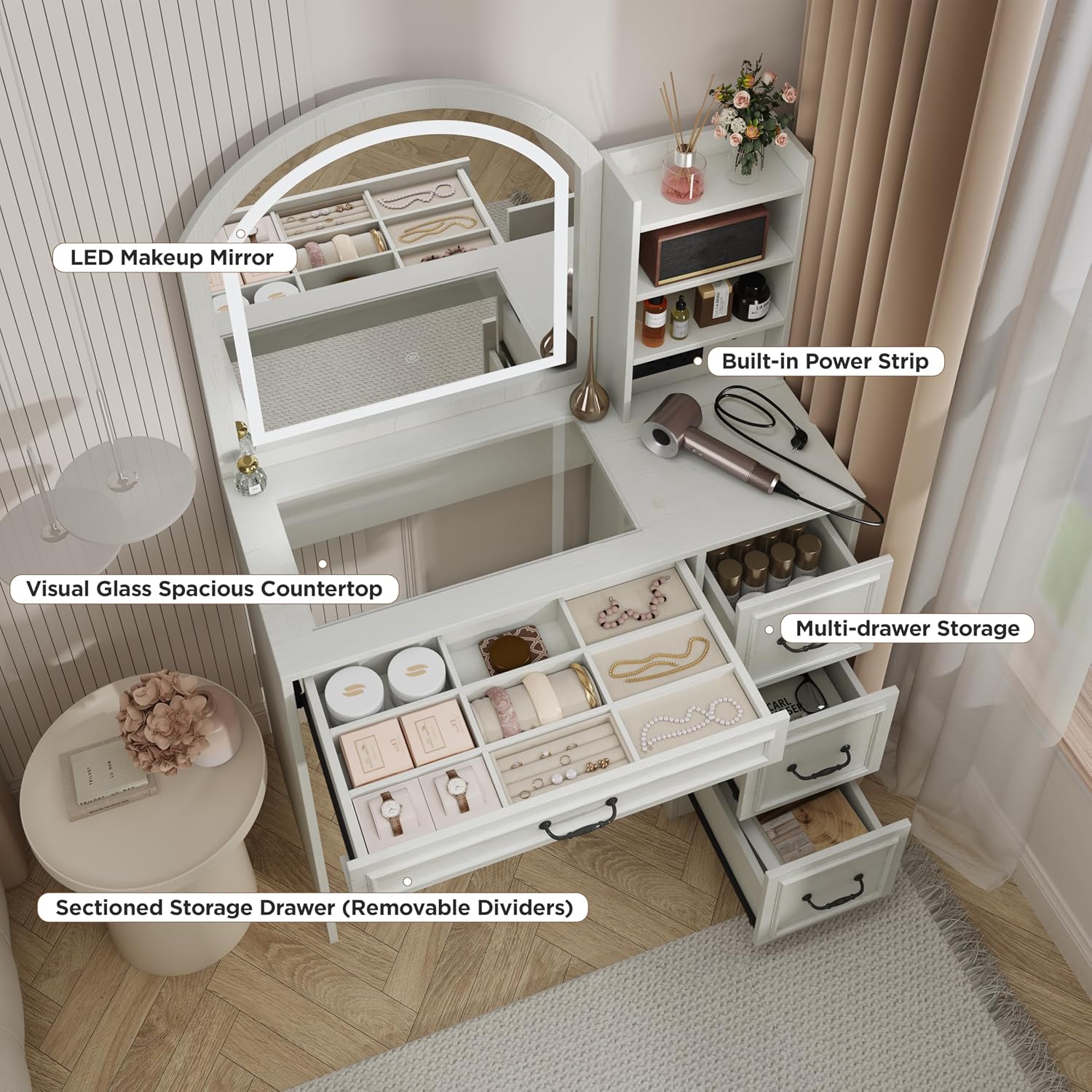 طاولة زينة عصرية مع مرآة مضاءة - مراجعة Home Outlet Bathroom Vanity وسعره