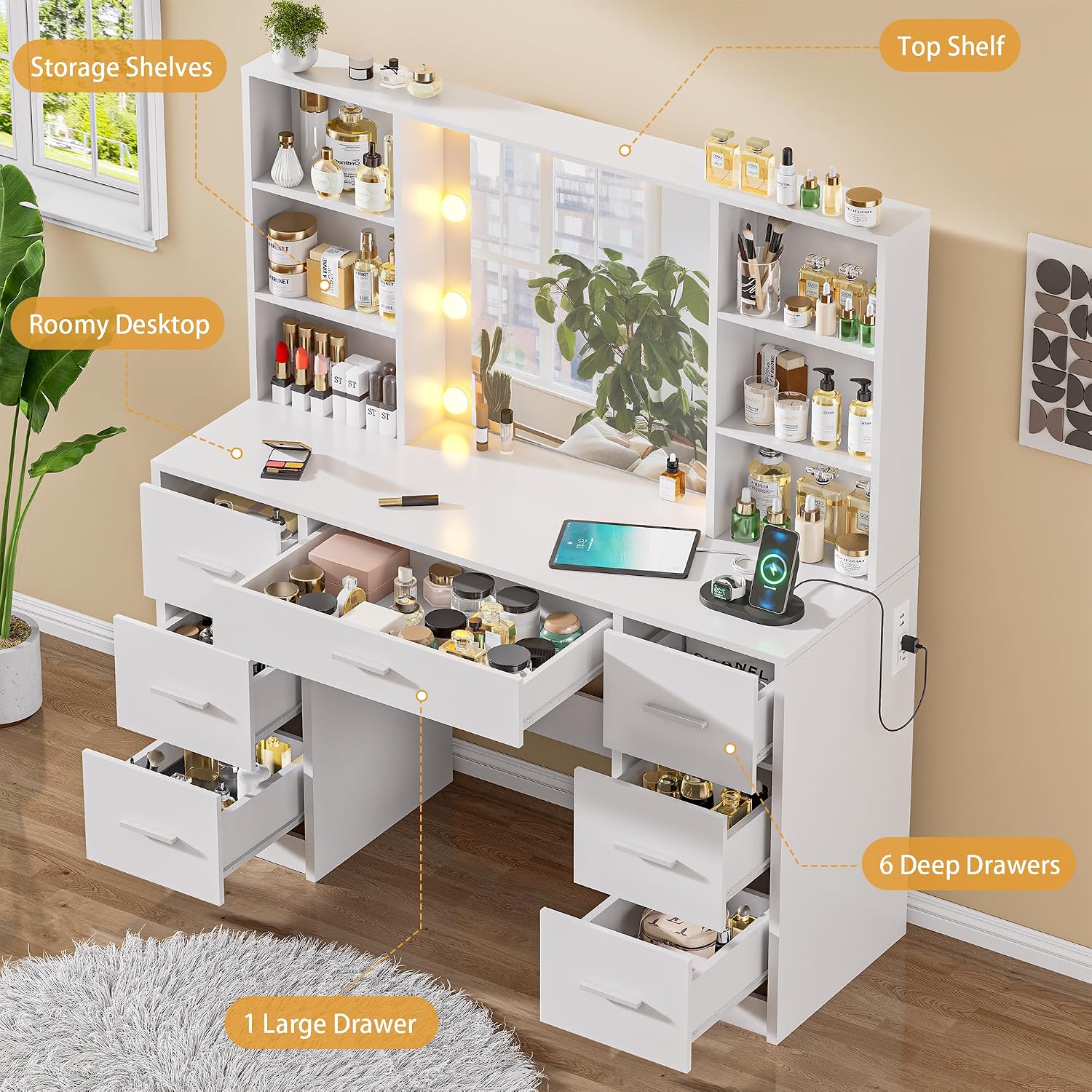 طاولة تجميل كبيرة مع مرآة LED  - مراجعة Home Outlet Bathroom Vanity وسعره