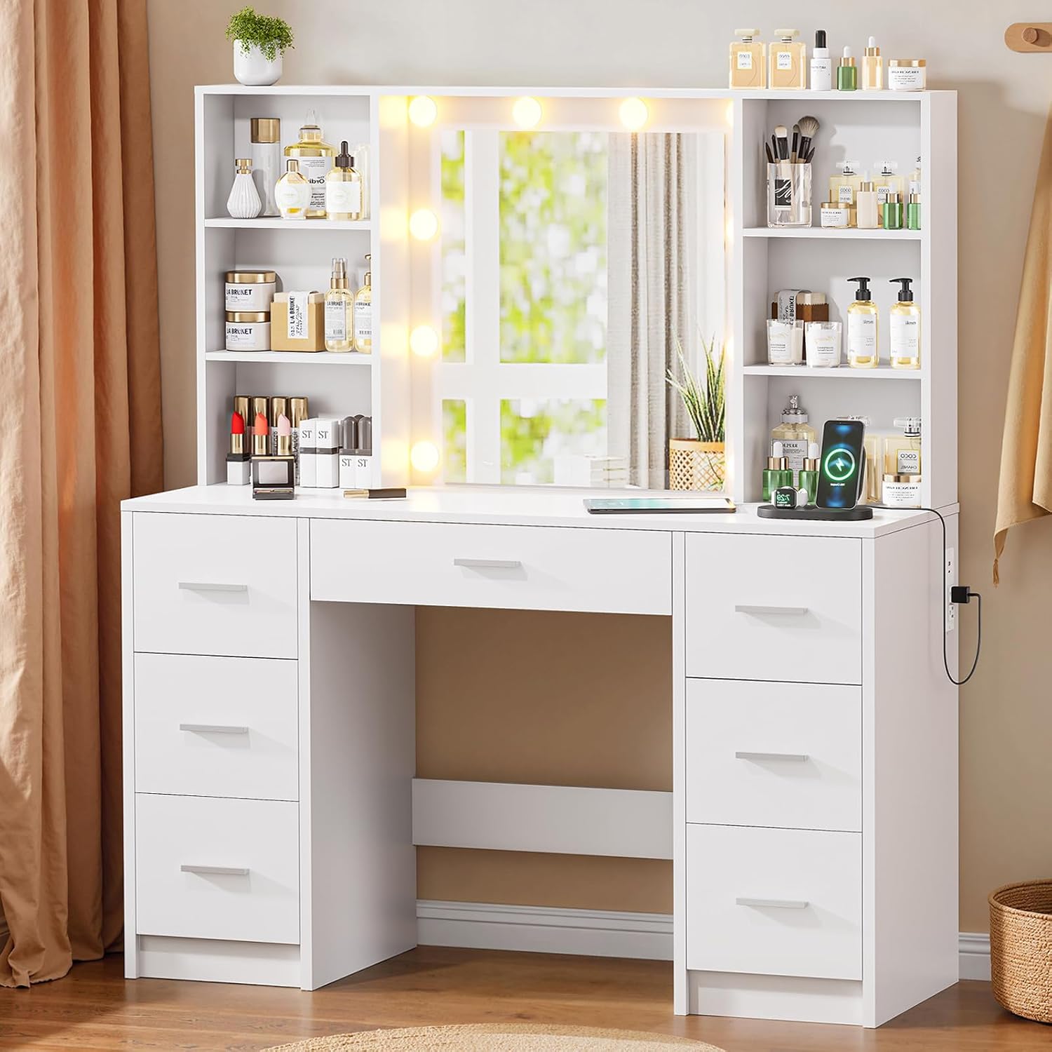طاولة تجميل كبيرة مع مرآة LED  - مراجعة Home Outlet Bathroom Vanity وسعره