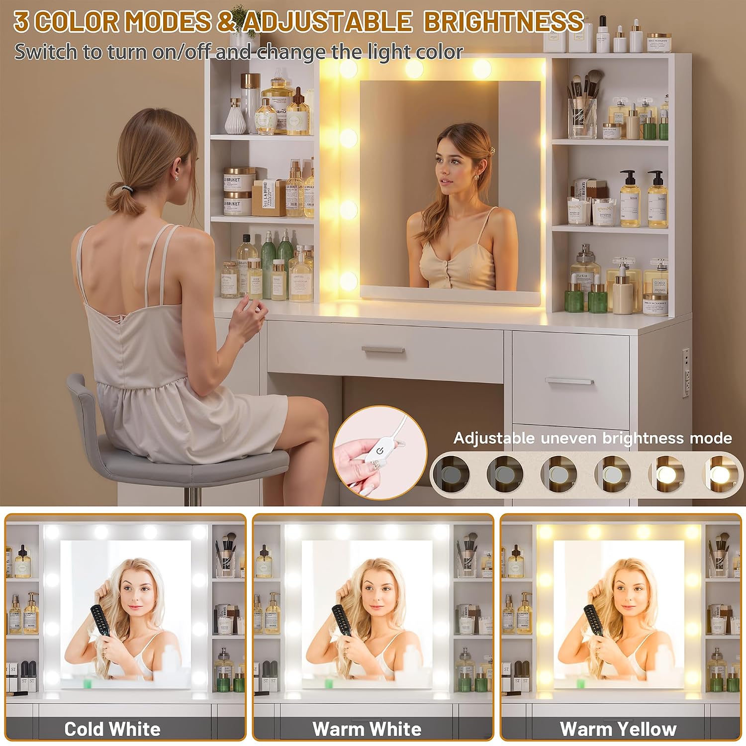 طاولة تجميل كبيرة مع مرآة LED  - مراجعة Home Outlet Bathroom Vanity وسعره