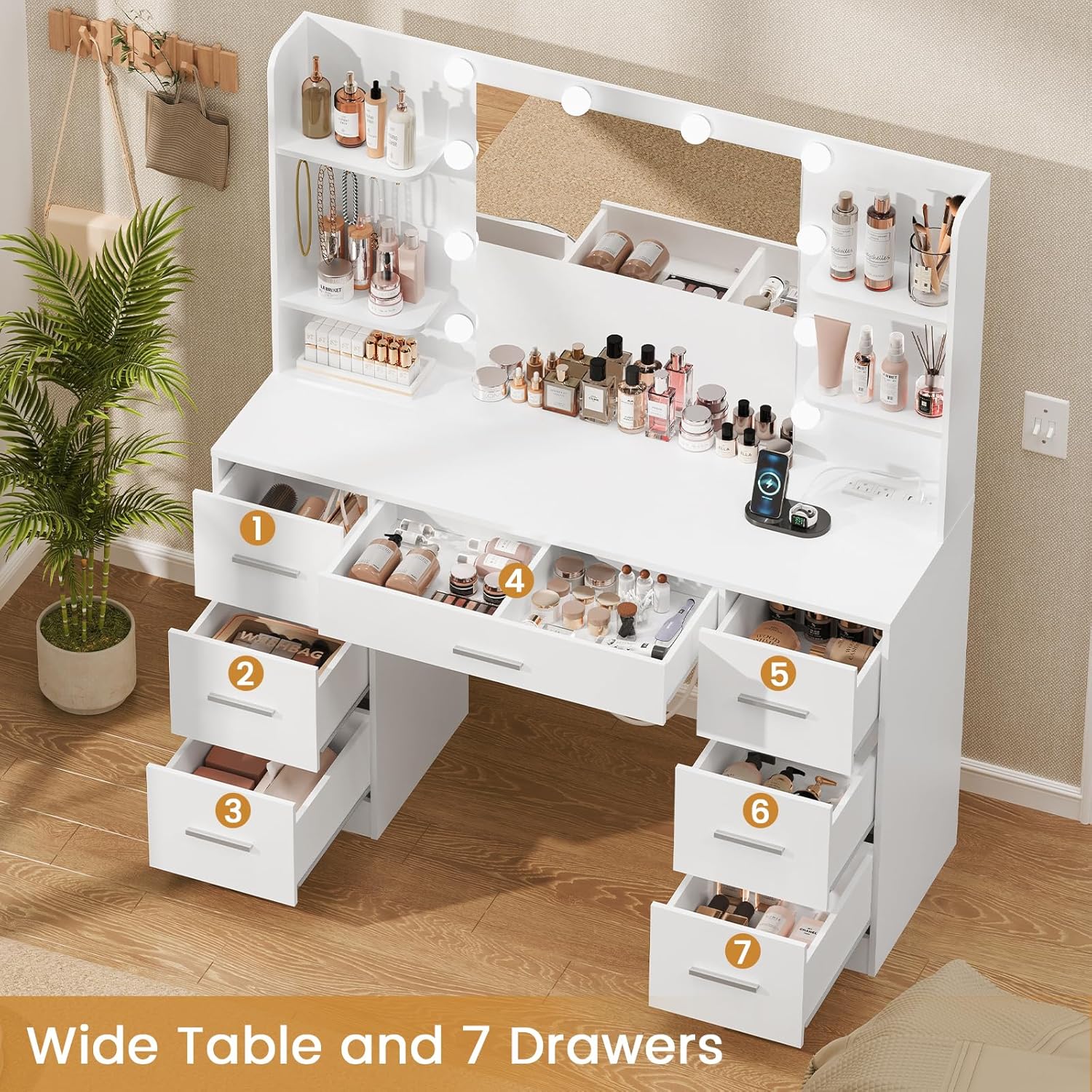 طاولة زينة كبيرة مع مرآة مضاءة - مراجعة Home Outlet Bathroom Vanity وسعره