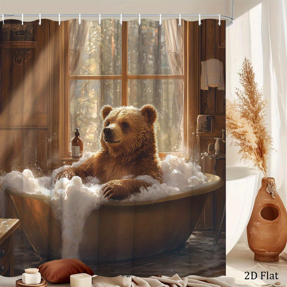 ستارة حمام بتصميم دب بني مرح ي - مراجعة Home Bathroom Tub وسعره