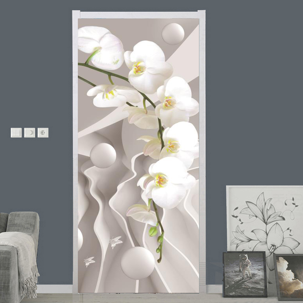 خلفية زهرة الورد الأبيض للباب  - مراجعة Home Bathroom Door Design وسعره